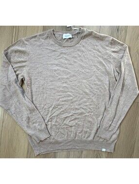 NWT Les Deux Greyson Merino Knit Sweater Dark Sand Melange XL Wool